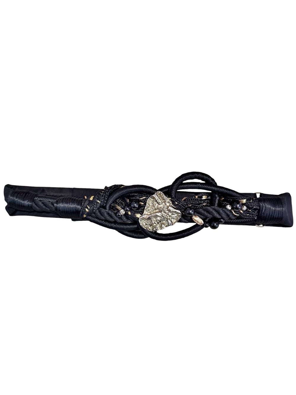 Carolyn Tanner Vintage 1980s Black Gold Belt Leaf Abstract Statement Boho